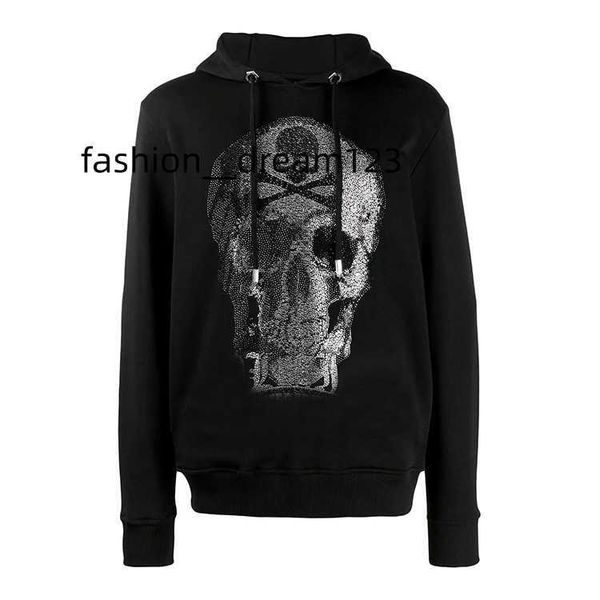autumn winter hoodies custom black xxxxl crewneck trendy hoody sweatshirts skull rhinestone hoodie